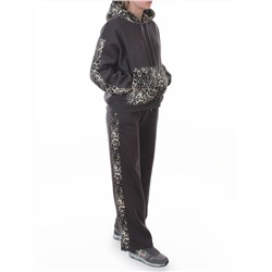 008 DK. GRAY/LEOPARD Костюм спортивный зимний женский (95% хлопок, 5% полиэстер)