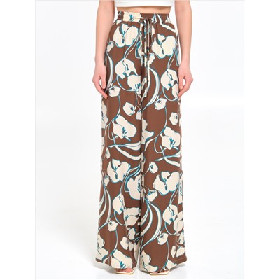 Брюки коричневые в пижамном стиле