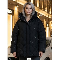 Куртка женская демисезонная с капюшоном черного цвета 1140Ch