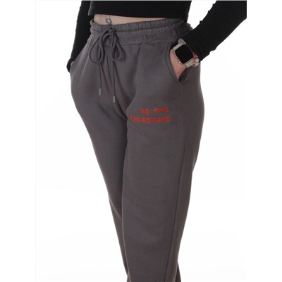 2621 GRAY Штаны спортивные утепленные женские (85% хлопок, 10% полиэстер, 5% спандекс)