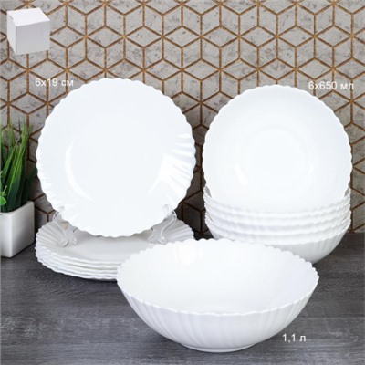Столовый набор 13 предметов  Классика белый 13 FLXP7578 (WHITE) (уп 4)