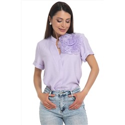 Блузка лавандового цвета с изящным цветком из органзы