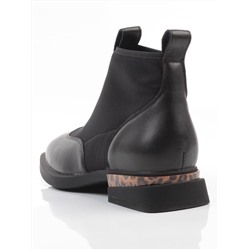 01-B44B-81A BLACK Ботинки демисезонные женские (натуральная кожа, текстиль, байка)