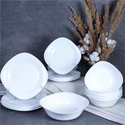 Столовый набор 19 предметов квадратный  19LHP8957595 (WHITE) (уп 2)