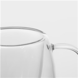 Кружка с двойными стенками Magistro «Дуо», 80 мл, 9×7×6.3 см, стекло, прозрачная
