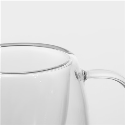 Кружка с двойными стенками Magistro «Дуо», 80 мл, 9×7×6.3 см, стекло, прозрачная