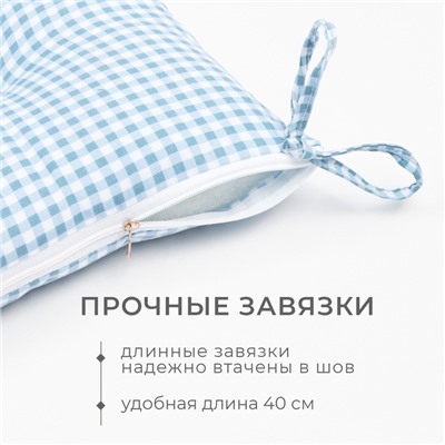 Подушка на стул «Этель. Клеточка» 40×40 см, голубая