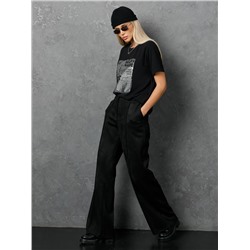 Брюки чёрные из искусственной замши