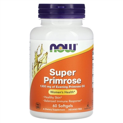 NOW Foods, Super Primrose, масло примулы, 1300 мг, 60 капсул