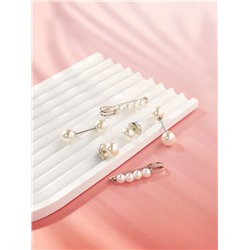 Набор булавок «Жемчужная нежность», 6 шт. 3.5 см, белый в серебре