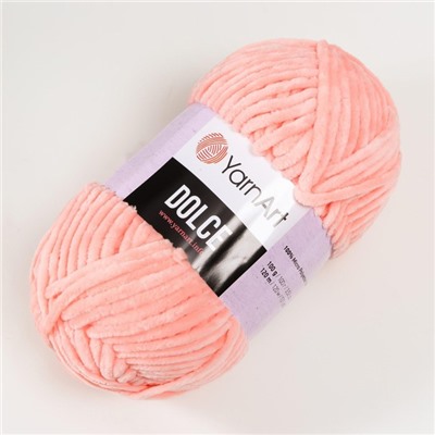 Плюшевая пряжа для вязания спицами, крючком YarnArt, Dolce, 100% микрополиэстер, 120 м/100 г, (764 персик)