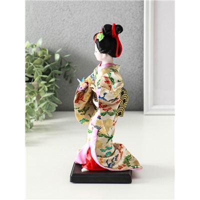 Кукла коллекционная «Японка в цветочном кимоно с бабочкой на руке», 25×9.5×9.5 см