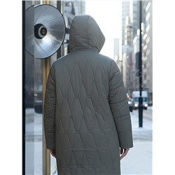 Пальто зимнее утепленное женское большого размера светло-коричневого цвета 7699SK