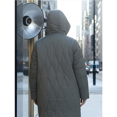 Пальто зимнее утепленное женское большого размера светло-коричневого цвета 7699SK