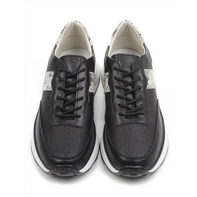 03-C129-1 BLACK Кроссовки женские (натуральная кожа)