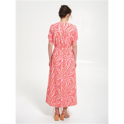 Платье коралловое с разрезами по бокам