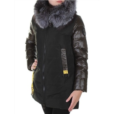 8186 DK. GREEN DK. GREEN Пальто женское с натуральным мехом Jarius