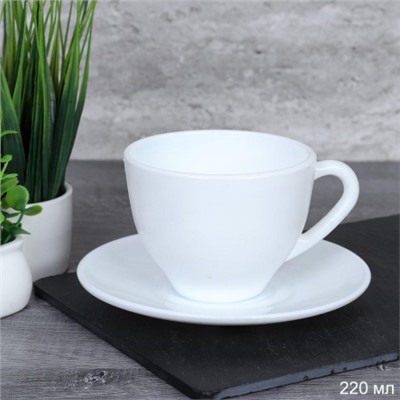 Чайная пара 2 предмета 220 мл ПАРА белый  GB220 (WHITE ) (уп 8)