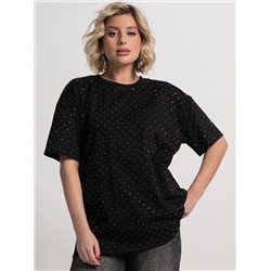 Футболка Ия (черная/стразы) Б15236-4М