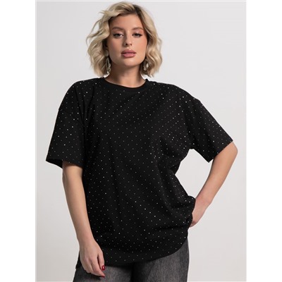 Футболка Ия (черная/стразы) Б15236-4М