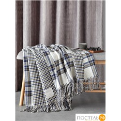 ESTIA ВИЛЬЯМ Плед бел/син/олив 150х200/10х2 см, 1 пр