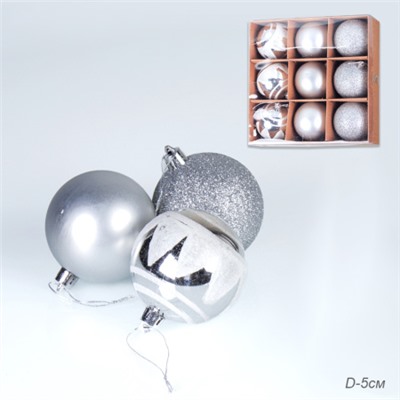 Елочные шары 9 штук 5 см / HX-22 /уп 144/ (Красный)