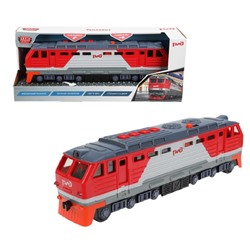 Модель «Тепловоз РЖД», 30 см, световые и звуковые эффекты, двери, 4 кнопки, инерция