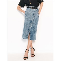 Юбка на запАх из эластичного денима