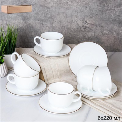 Чайный набор 12 предметов 220 мл ЗОЛОТО GRAY-CB210 GD55-6A White Gold уп8