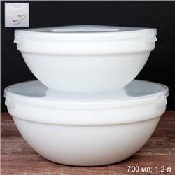 Салатник с крышкой 2 предмета белый / GRAY-SW2A (WHITE) /уп 18/