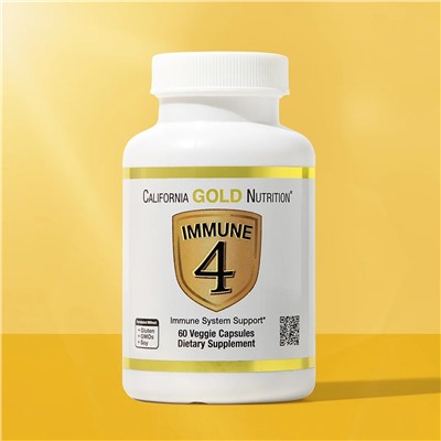 California Gold Nutrition, Immune 4, средство для укрепления иммунитета, 60 вегетарианских капсул