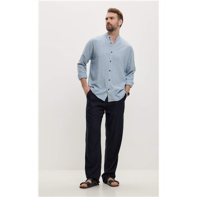 Брюки лен F511-0851 navy