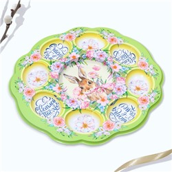 Пасхальная подставка на 8 яиц и кулич «Счастья в доме!» на пасху, 24×25 см