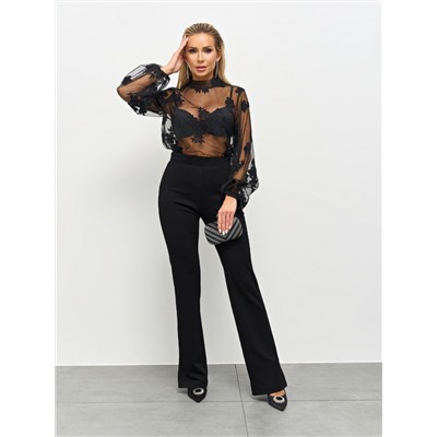 Брюки чёрные трикотажные с разрезами