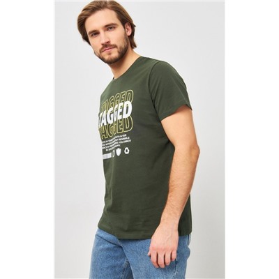 Футболка мужская с принтом P411-06-847 хаки