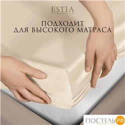 Estia ОРНЕЛЛА экрю Простыня на резинке 160х200+30, 1пр.,тенсель