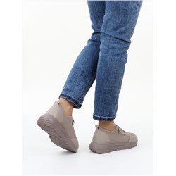 03-A629-5 DK. BEIGE Кроссовки-носки "Снокеры" женские (натуральная кожа, текстиль)