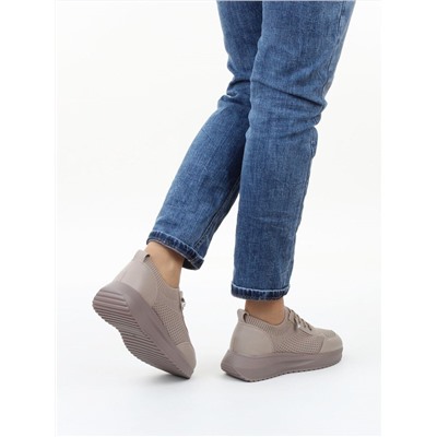 03-A629-5 DK. BEIGE Кроссовки-носки "Снокеры" женские (натуральная кожа, текстиль)