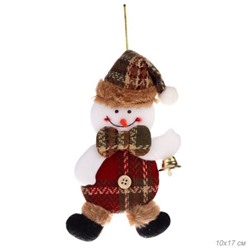 Елочное украшение Снеговик с колокольчиком 11*16 см / Е115 /уп 200/400/