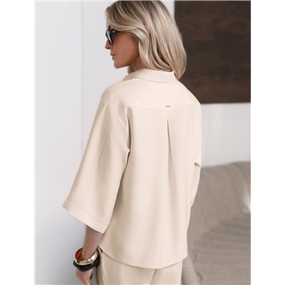 Блузка с широкими рукавами 3/4 из плотного лиоцелла