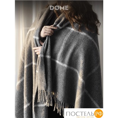 DOME ЙЕРК Плед сер. 140х200+10х2 см, 1 пр., 52% акрил, 48% шерсть, 350 г/м2