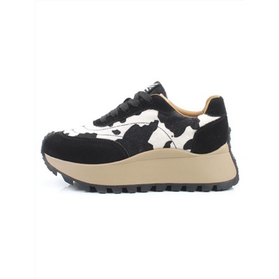 04-PDH362-3 BLACK Кроссовки демисезонные женские (натуральная замша, натуральная кожа)