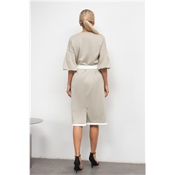 Платье трикотажное оливкового цвета с рукавом-фонарик Элси №3