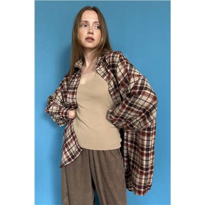 Рубашка женская  HUG077/03/Коричневый, бежевый