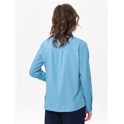 Блузка серо-голубая с длинным рукавом