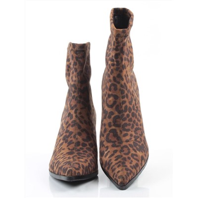 01-H26B-42PC BROWN LEOPARD Ботильоны демисезонные женские (велюр)