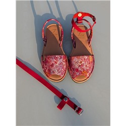 Босоножки -Абаркасы от Ab.Zapatos 320-8 Hojas Rojas АКЦИЯ