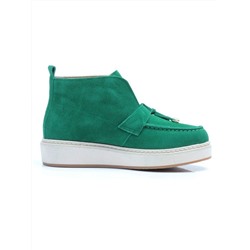 01-5172-6 GREEN Ботинки женские демисезонные (натуральная замша, байка)