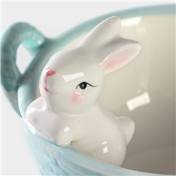 Конфетница Доляна «Зайка», 19.5×16.5×12.5 см, доломит, голубая