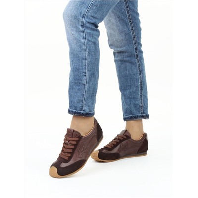 03-A885-5 BROWN Кроссовки женские (натуральная кожа, натуральная замша)